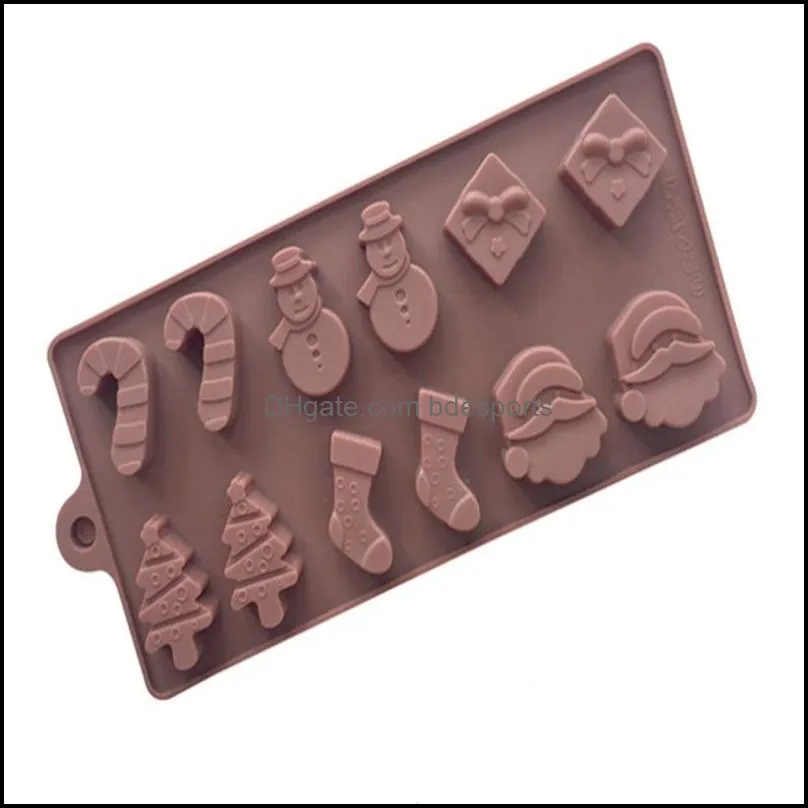 Fast shipping Christmas day santa Silicone Chocolate Molds Bar Mould Cake Mold Ice Tray Cake Decorating Tool