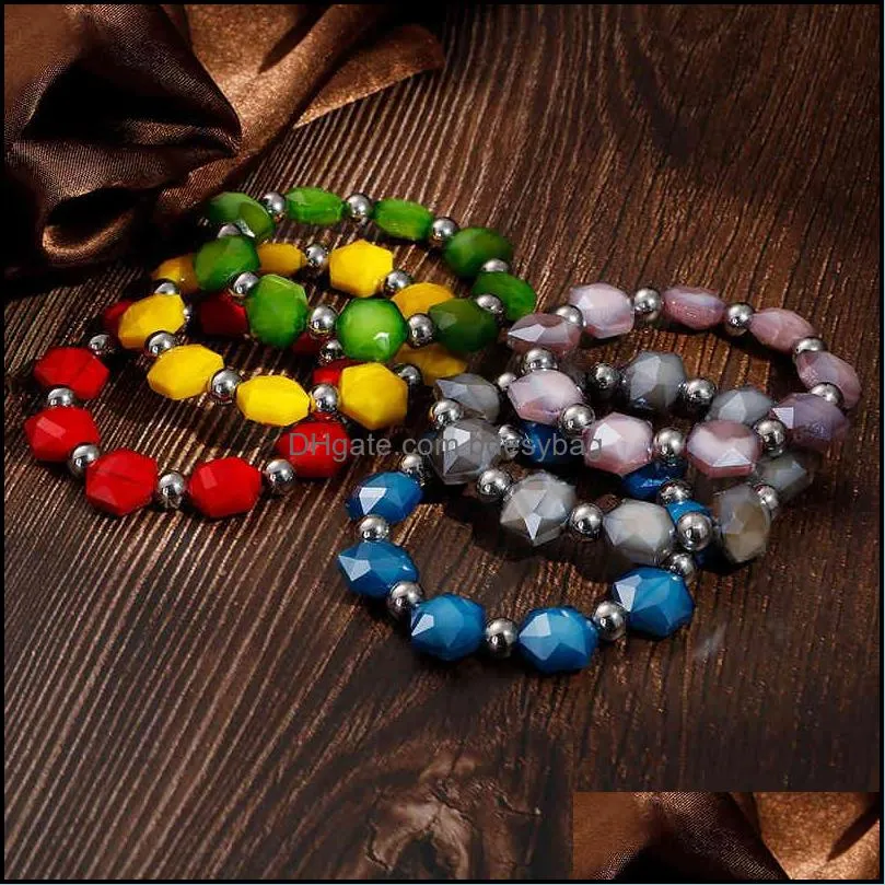 Bracelets de charme Mode Femme Acier inoxydable Irregar Couleur Résine Perles Bijoux pour femmes Drop Livraison 2021 Bdesybag Dhzml