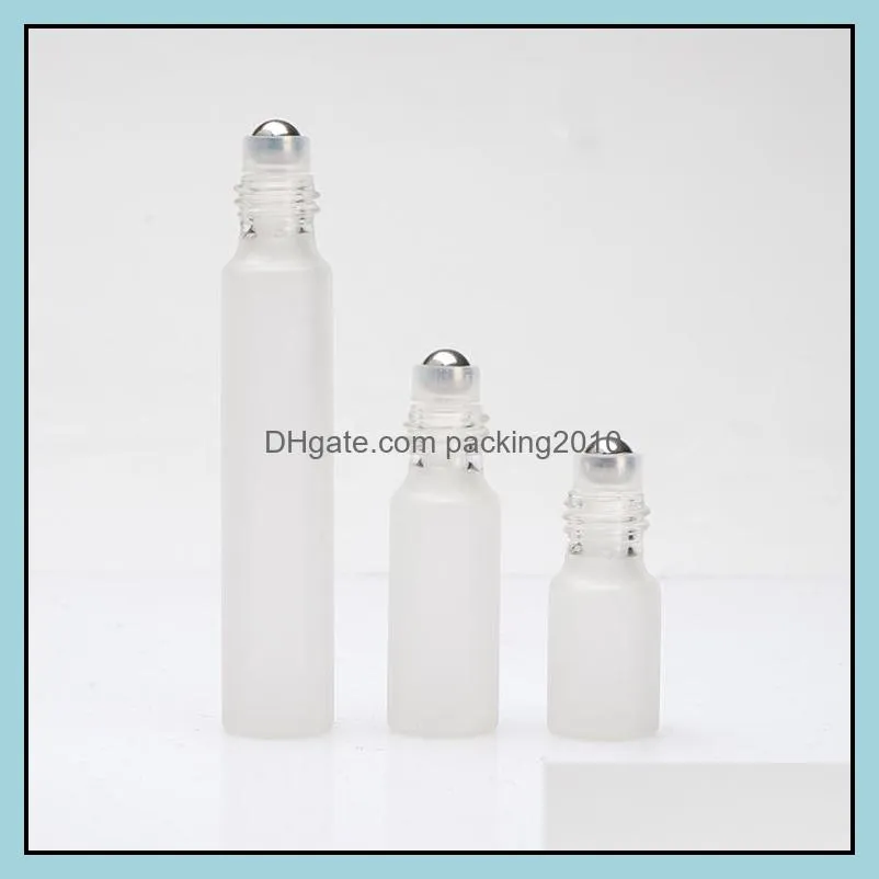 10ml 5ml 3ml Perfume Roll On Glass Bottle Frosted Clear with Metal Ball Roller Essential Oil Vials