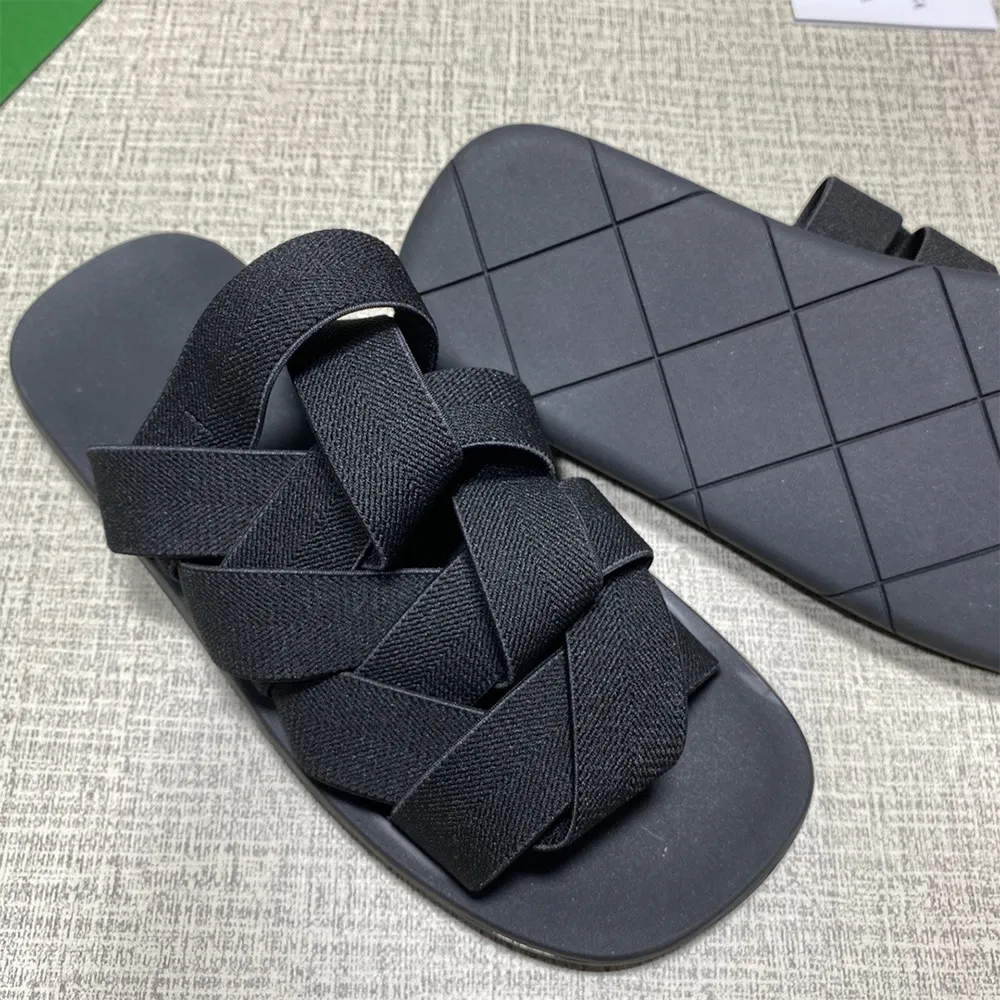 Product Type Plat Mule Seaweed Sandals with Adjustable Strap for Men Black