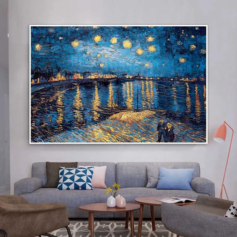 Van Gogh Starry Night Print Canvas Painting On The Wall Classic Abstrakt Oljemålning Modern Vardagsrum Inredning Konstverk Posters