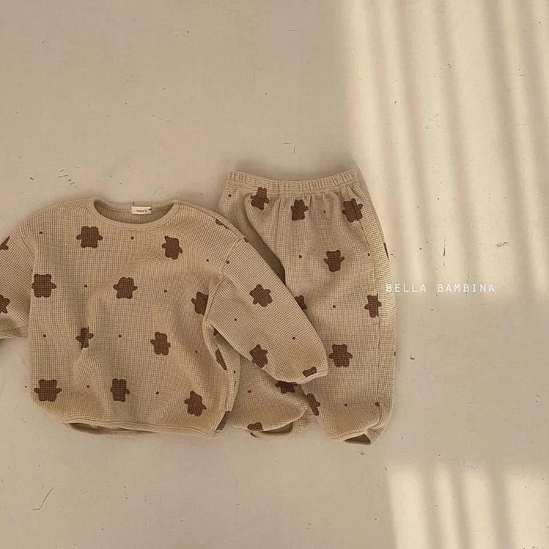 Completi di abbigliamento Nati Neonate Vestiti Waffle Cotton Boy Bear T-shirt manica lunga Pantaloni Completi Set Bambini 2 pezzi SuitAbbigliamento AbbigliamentoClothi