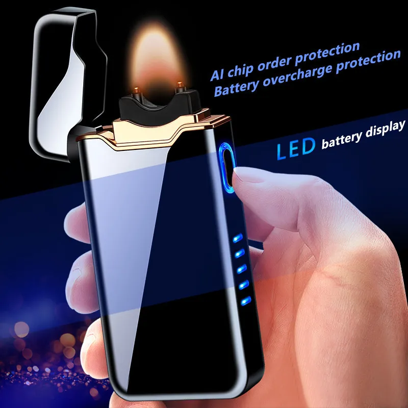 Nouveau Allumage Arc Électronique USB Électrique Flamme Briquet Métal Cadeau AI Charge Protection Allume-cigares