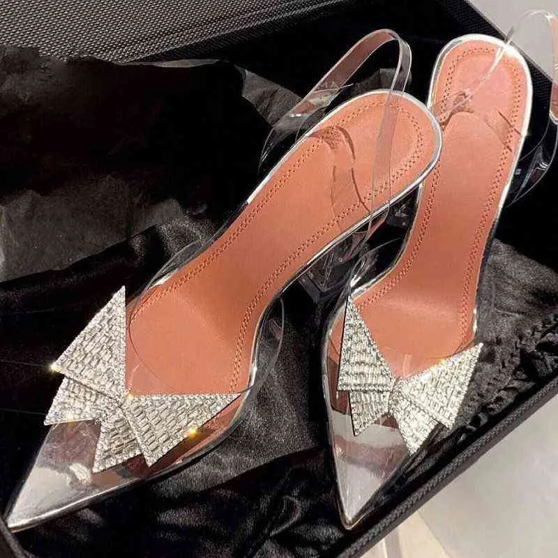 2022 Brand Women Pumps Luxury Crystal Slingback High Heels Ladies Summer Shoes Pumps Women Heeled Party Wedding Shoes G220520