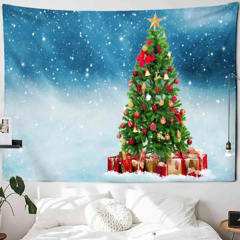 Festival Christmas Tree Tapestry Ornament Wall Hanging New Year Carpet Xmas Home Deocr Yoga Pad Spread Beach Mat Gift Woven J220804