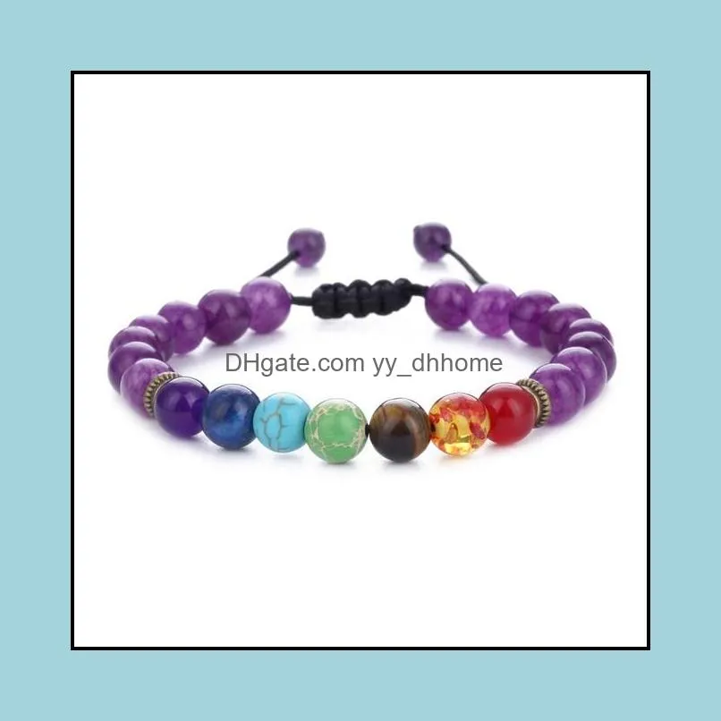 7 chakra bracelet men women black natural lava stone yoga beads aroma bracelets adjustable weave rope bangle jewelry b739s fz
