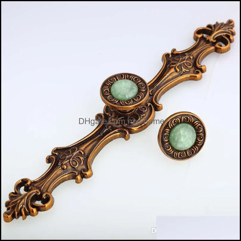 128mm 96mm european retro furniture handles bronze dreser kitchen cabinet door handles blue stone drawer knob top quality handle