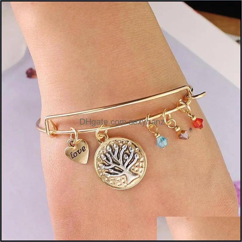 Fashion Simple Bangle Starfish Cross Charm Wire Bracelets Female Cuff With Heart Love Charm For Women Lovely Gift Jewelry