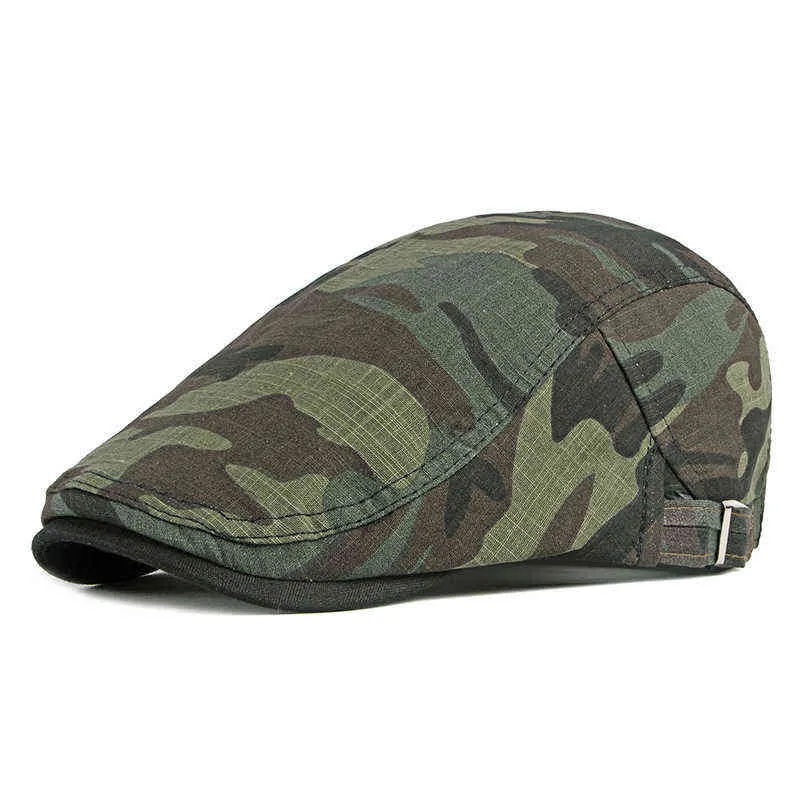 2022 Casual Camouflage Chapeau Pour Hommes Respirant Coton Bérets Printemps Été Mince Plat Peak Caps Femmes Cabbie Gavroche Chapeau De Soleil J220722