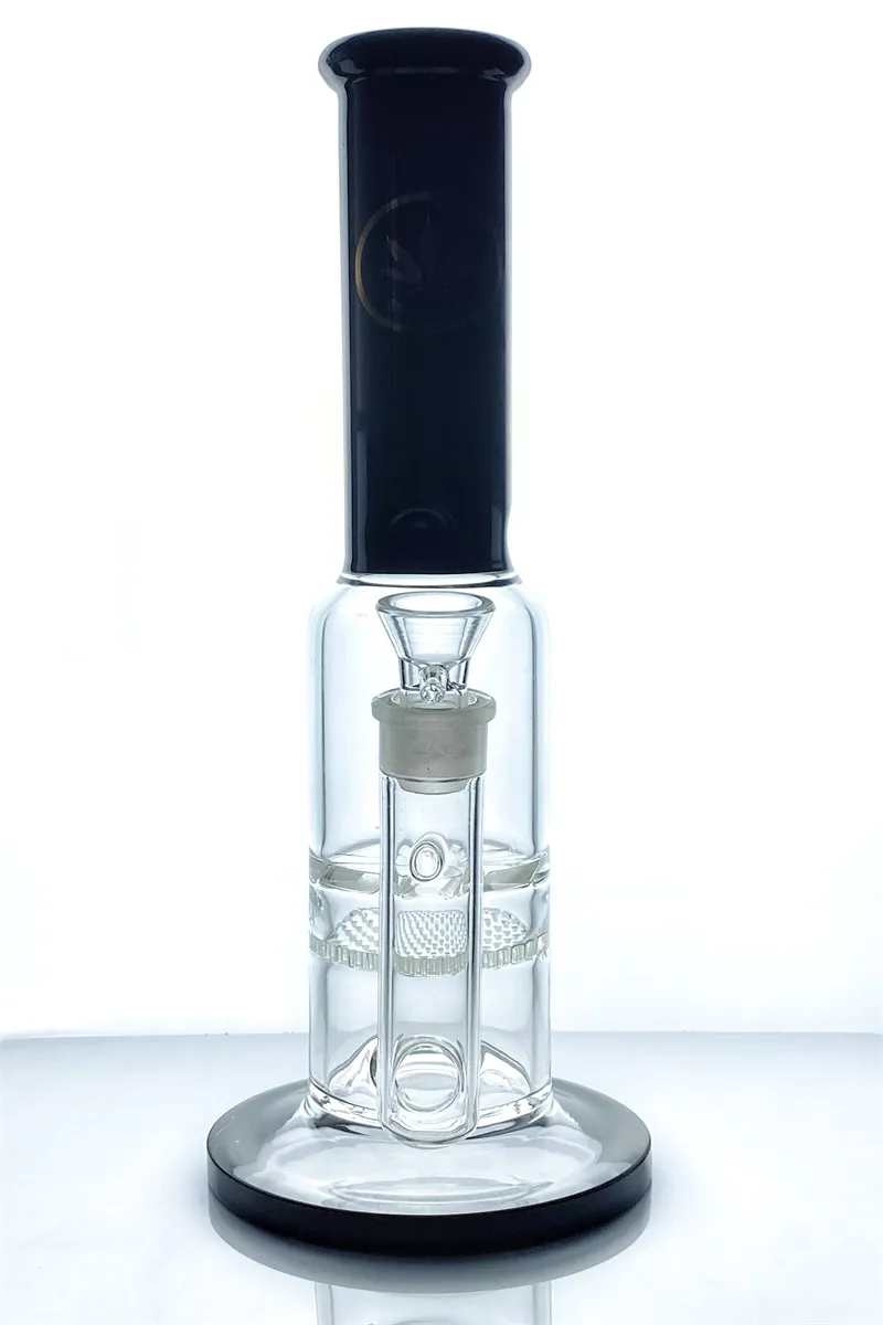 Narghilè in vetro borosilicato da 14 pollici con connettore a nido d'ape girandola perc 19mm (GB-462) nero