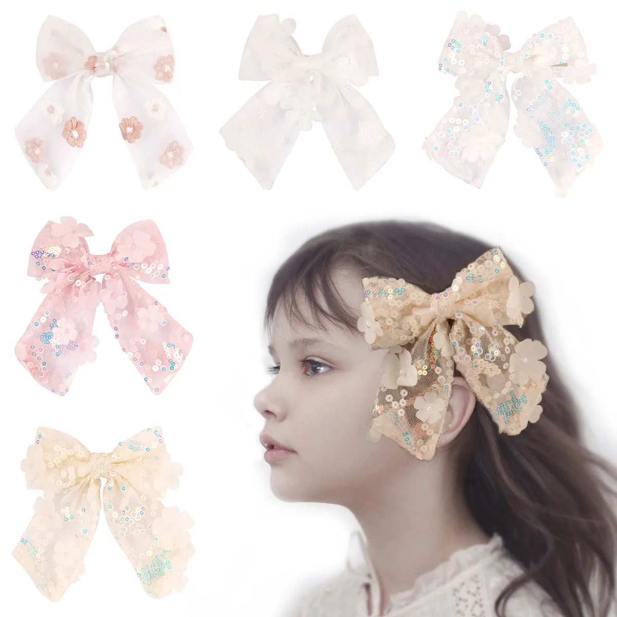 NIEUWE PAILIN HAAR BOUG HAAR CLIPS Baby Meisjes Kid Kind Borduurwerk Flower Bronettes School Girl Hairspins Haaraccessoires