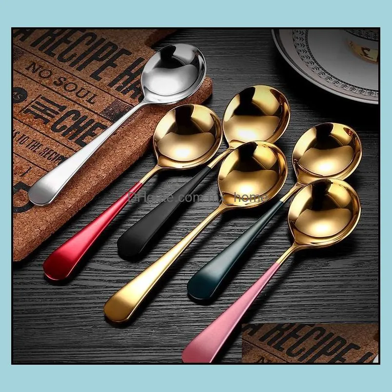 ice cream dessert spoon candy handle coffee spoons gold stainless steel kitchen bar flatware tableware sn3886