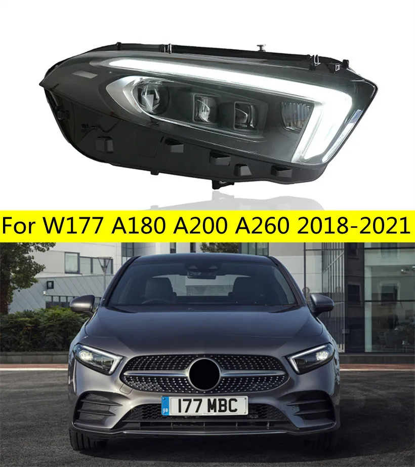 مصابيح رأس البضائع للسيارة لـ W177 A180 A200 A260 20 18-2021 LED LED BEAM BEAM أثناء النهار DRL مصابيح رأس DRL