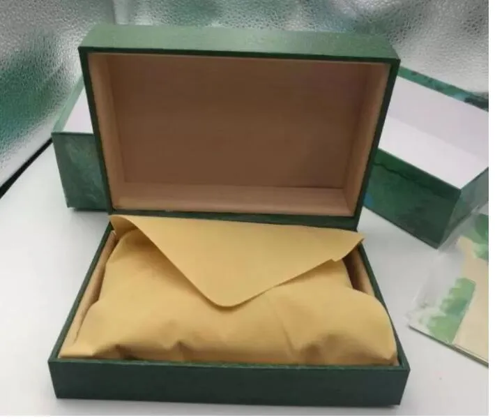 Fabrika satmak lüks izle erkek izle kutusu iç dış kadının saatleri kutuları erkekler kol saati ahşap yeşil kutu kitapçık kartı