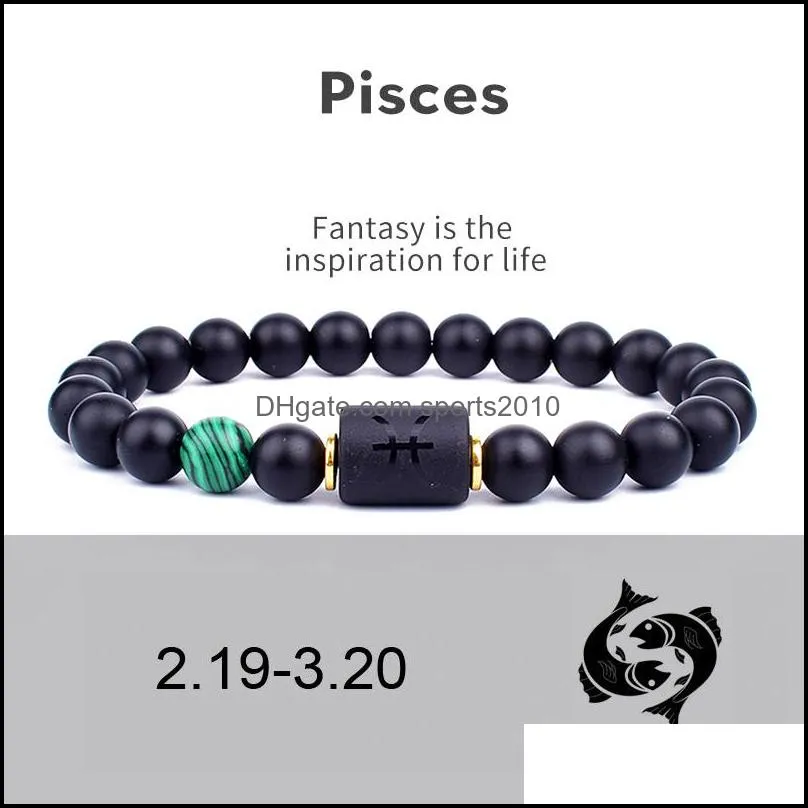 8mm stone beads 12 constellations couple strands bracelet men bracelets for women pulseras masculina hombre man mens jewelery sports2010