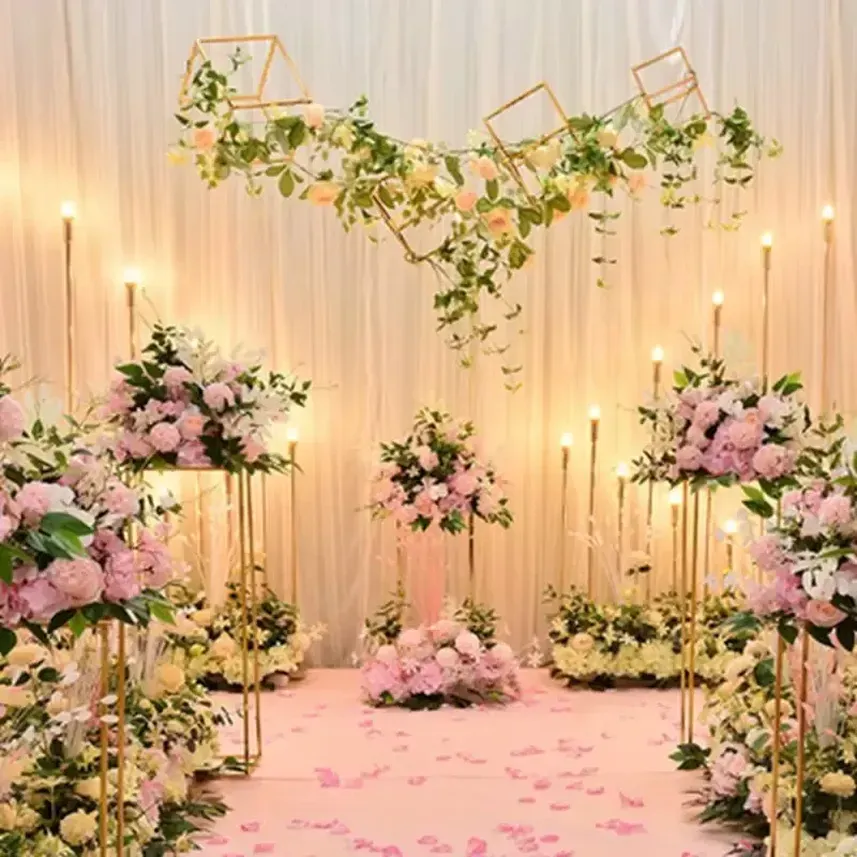 Decorative Flowers & Wreaths Guide Flower Stage Reception Ball Artificial Row Arch Arrangement Wedding Scene Layout Party Iron Backdrop P0826