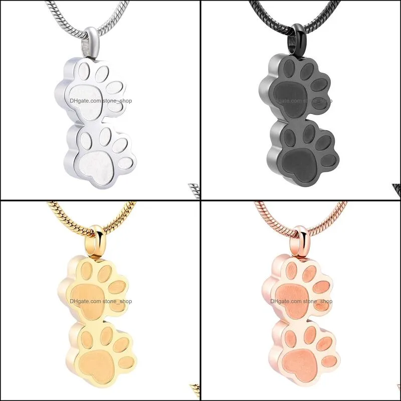 pet paw urn necklace for ashes stainless steel pendant keepsake memorial cremation jewelry
