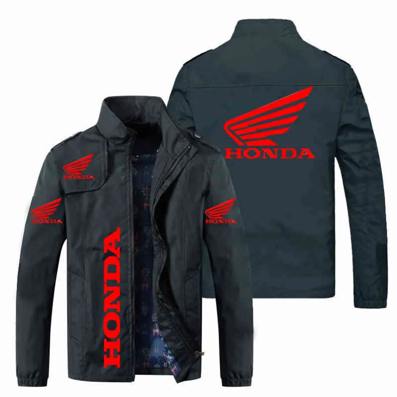 2022 Primavera Autunno Mens Giacche Honda Car Wing Giacca a vento stampata rossa Moda Moto Abbigliamento uomo Cappotti