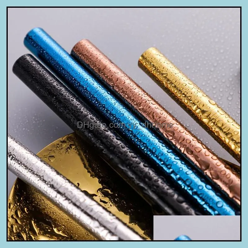 eco 12mm milktea straw 304 stainless steel wide straw colored straight juice straw bubble tea smoothie drinking
