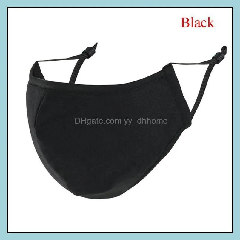 face mask 3-layer cotton fashion designers masks adult breathable black washable anti-haze facemask for men women audlts pab11247