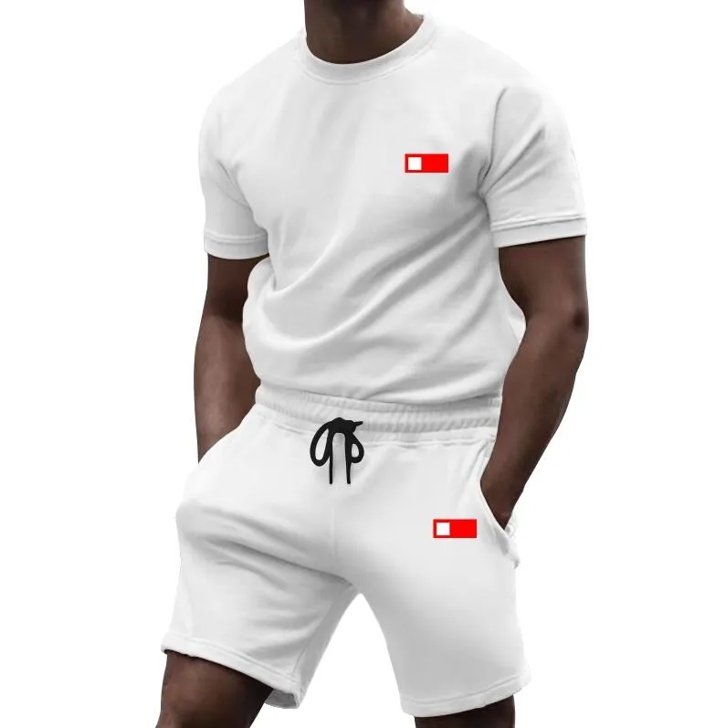 Tute da uomo firmate Set da uomo estivo Tuta da ginnastica T-shirt tinta unita casual a maniche corte E pantaloncini Set da 2 pezzi Moda uomo Jogging fitness Abiti da allenamento