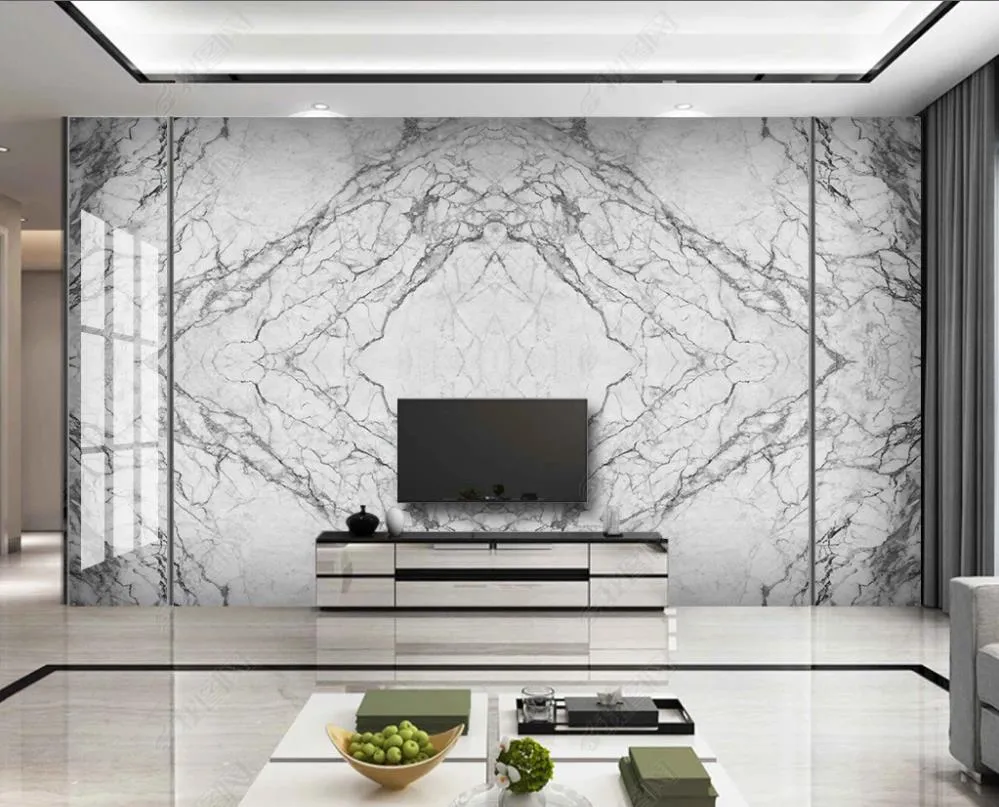 Fonds d'écran 3D personnalisés Mur HD Fond de marbre Mur Home Decor Living Room Bedroom Mural Fond d'écran non tissé