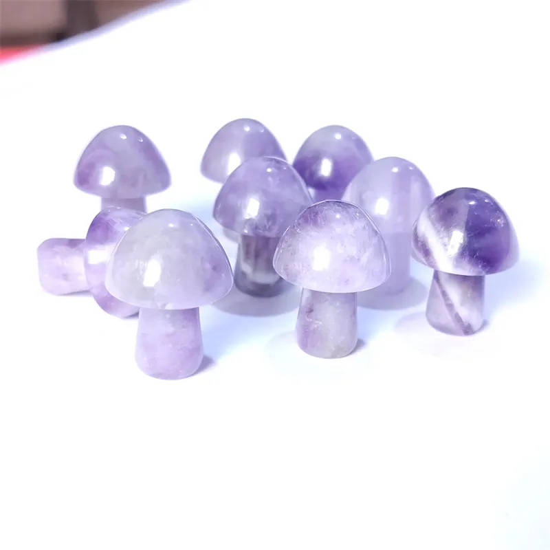 2cm Amethyst snidad mini svamp sten kristallläkning reiki mineral staty prydnad hem dekor gåva mki grossist