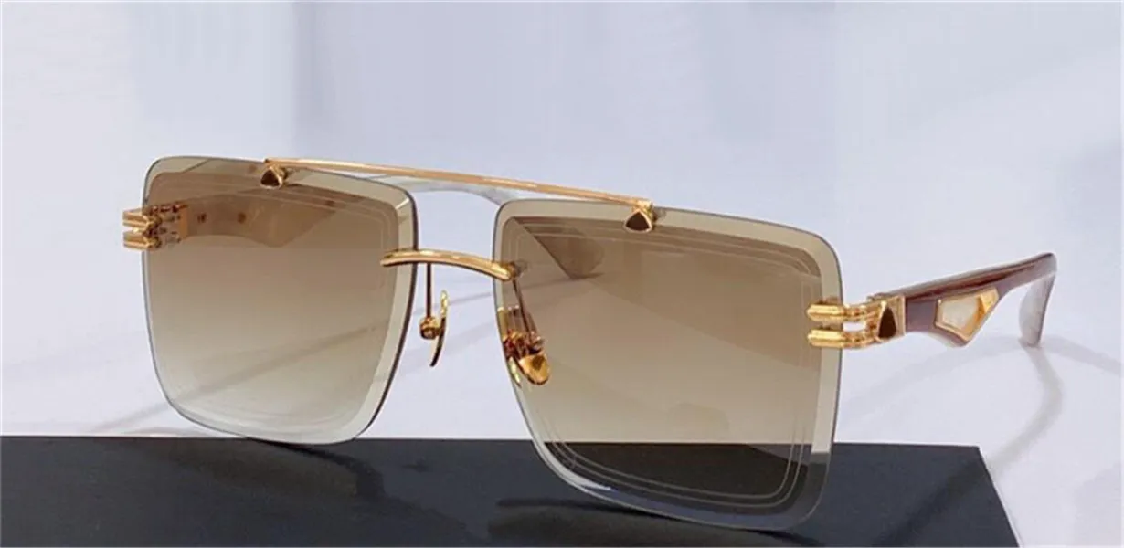 Top man fashion design sunglasses THE ARTIST I exquisite square cut lens K gold frame high-end generous style outdoor uv400 protective eyewear