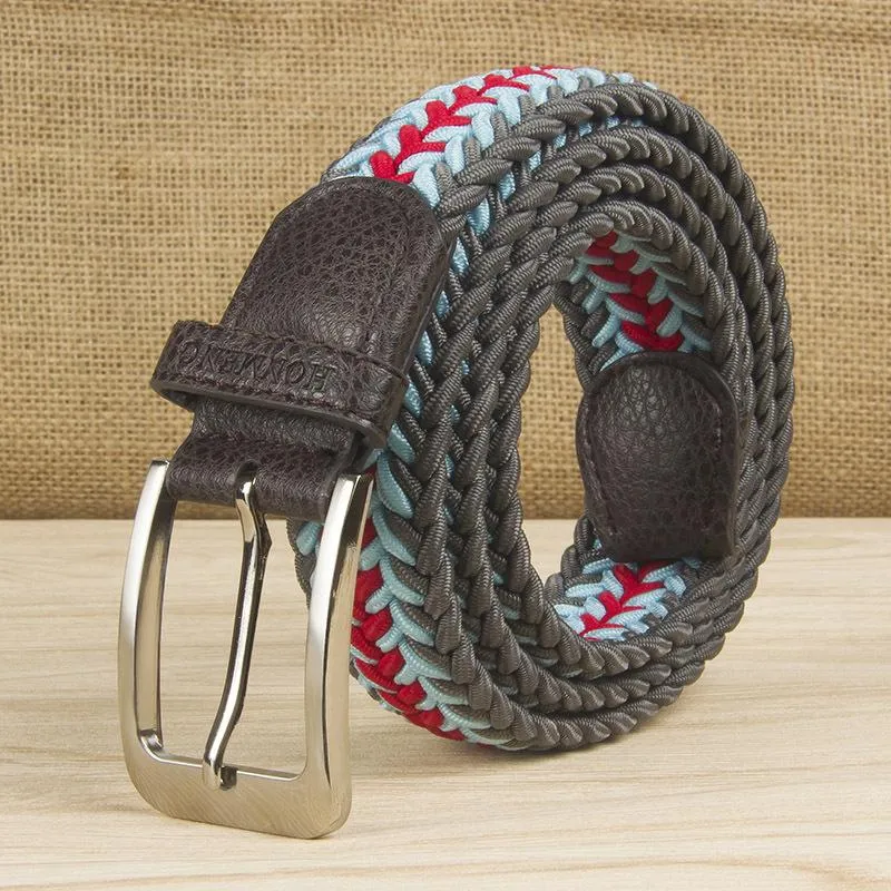 Belts Men Women Casual Knitted Pin Buckle Belt Woven Canvas Elastic Expandable Braided Stretch Plain Webbing Strap Luxury BeltBelts