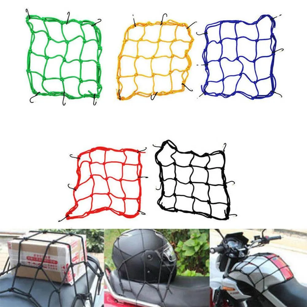 Universal Bungee Cargo Net Motorbike Hjälm Mesh Storage Motorcykel Väskor Bagage Håll ner Organizer Nät