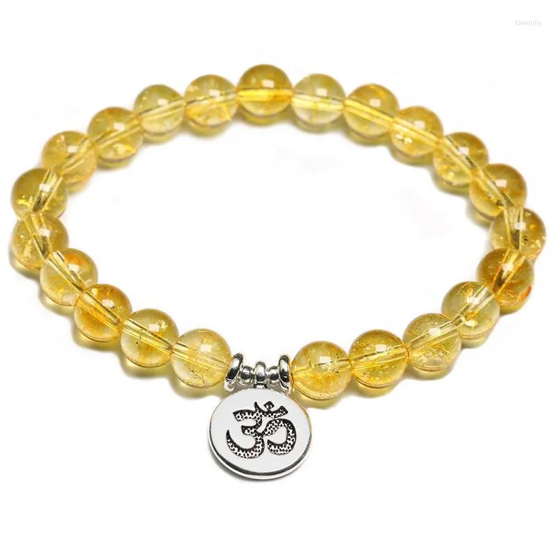 Fili di perline Natural Citrine Stone Meditation Lotus Buddha Ciondolo Bracciale da donna per uomo Energy Healing Yoga Gioielli fatti a mano Fawn22