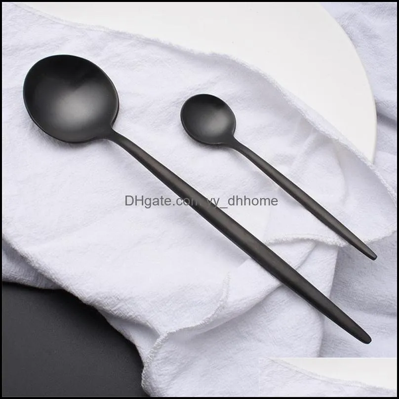 matte black silverware flatware dinnerware 304 stainless steel cutlery knife fork spoon tableware