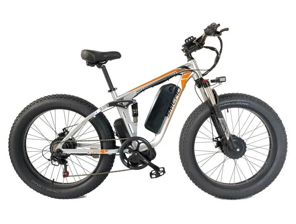 США Новый SMLRO V3 2000W Двойной мотор полный подвеска электрический велосипед 48V22.4AH Батарея eBike 7 -скоростное гидравлическое дисковое тормозное тормозное жирная шина электрический велосипед