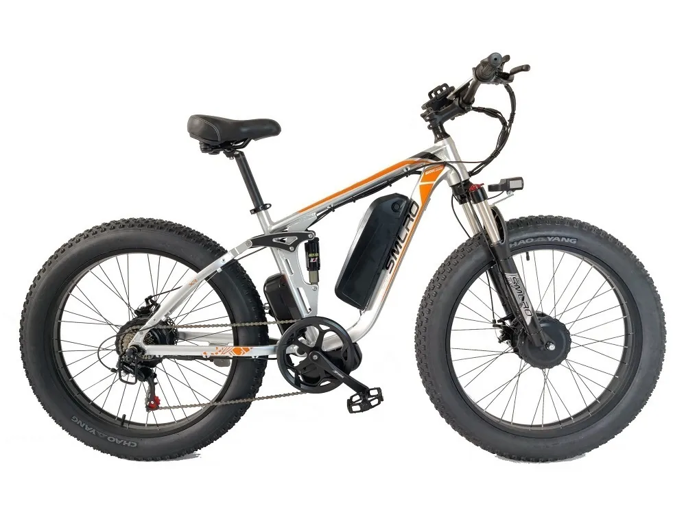 USA NEW SMLRO V3 2000W Dubbelmotor Full Suspension Electric Bicycle 48V22.4AH Batteri Ebike 7 Speed ​​Hydraulic Disc Brake Fat Tire Electric Bike