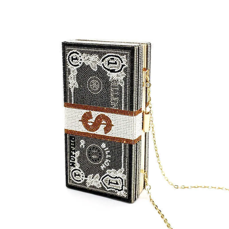 yuchengbags 20222022 GIFT box women evening party stack of funny money purse crystal cross body cash dollar bill bag