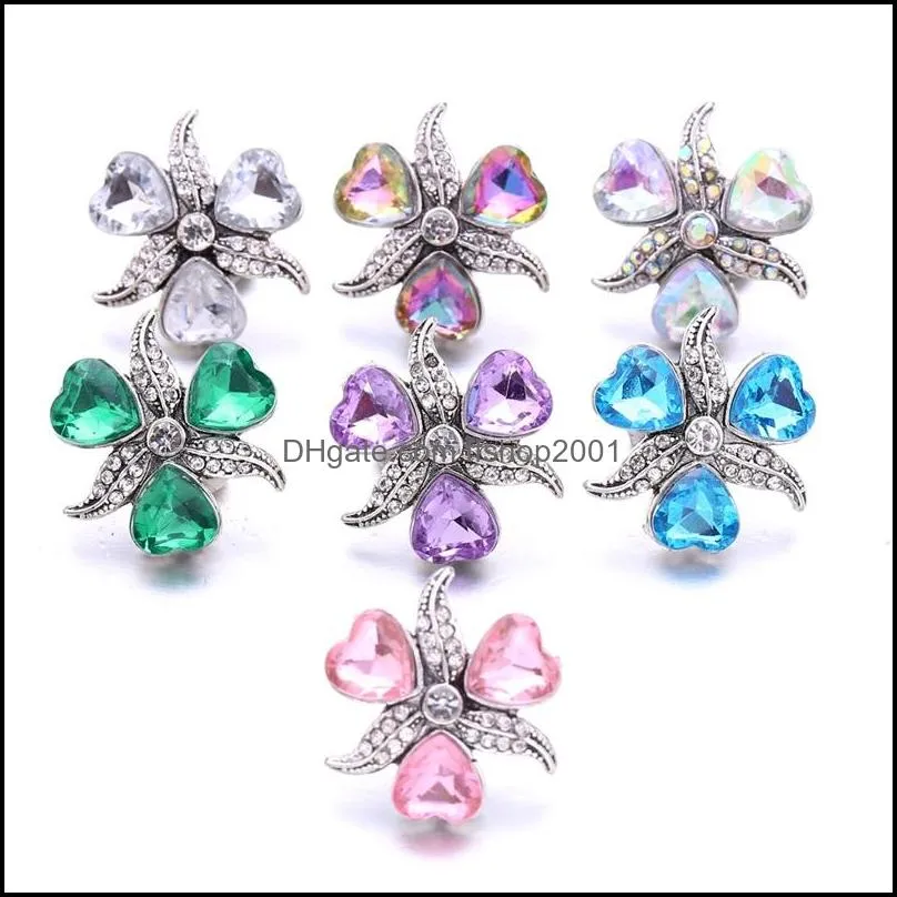 Charms Wholesale Crystal Heart Sier Color Snap Button Women Jewelry Findings Rhinestone 18Mm Metal Snaps Buttons Diy Brace Ffshop2001 Dhytx