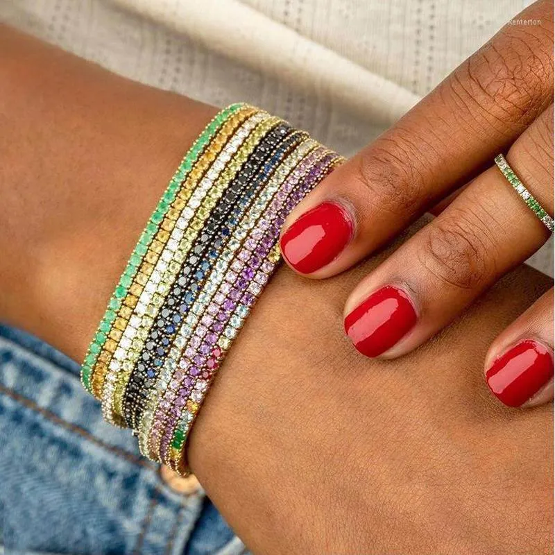 Charm Bracelets 2022 Sparking Bling CZ Tennis Chain Bracelet For Girl Women Fashion Jewelry Gorgeous Thin Small Link Kent22