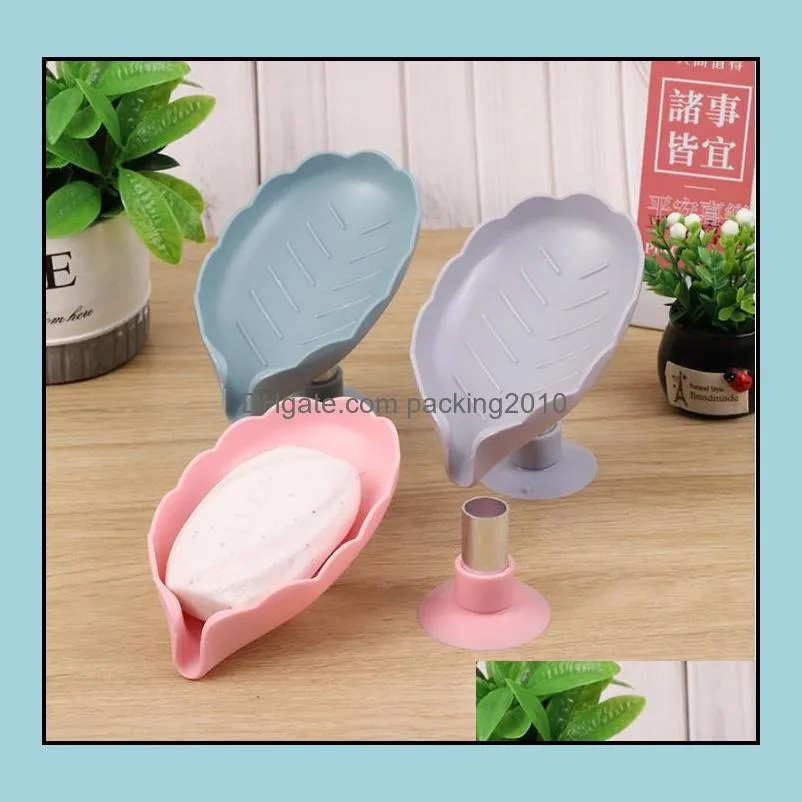 creative pp plastic leaf shape soap dishes drain holder box bathroom accessories toilet laundry bathroom supplies tray gadgets sn3378