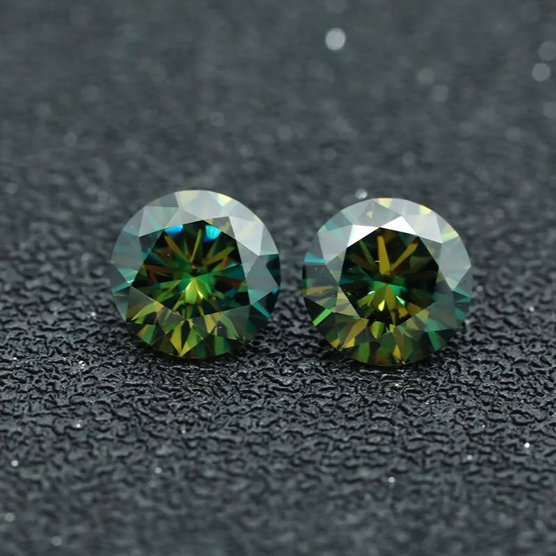 Diamants en vrac Carat D Couleur VVS Rond Jaune Vert Moissanite Pierre Pour Bijoux Diy 100% Pass Diamond Pen Test Gra MoissaniteLoose