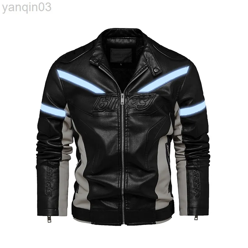 Hoogwaardige PU -jas Men Casual lederen jas Winter Motorstijl Mannelijke ritssluiting voor mannen Warm Overjas L220801