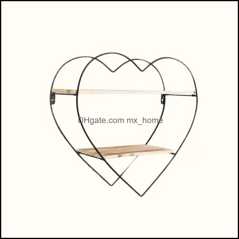 Other Home Decor Nordic Wrought Iron Heart-Shaped Rack Bedroom Living Room Storage Shelf Modern Minimalist Creative Bookshelf