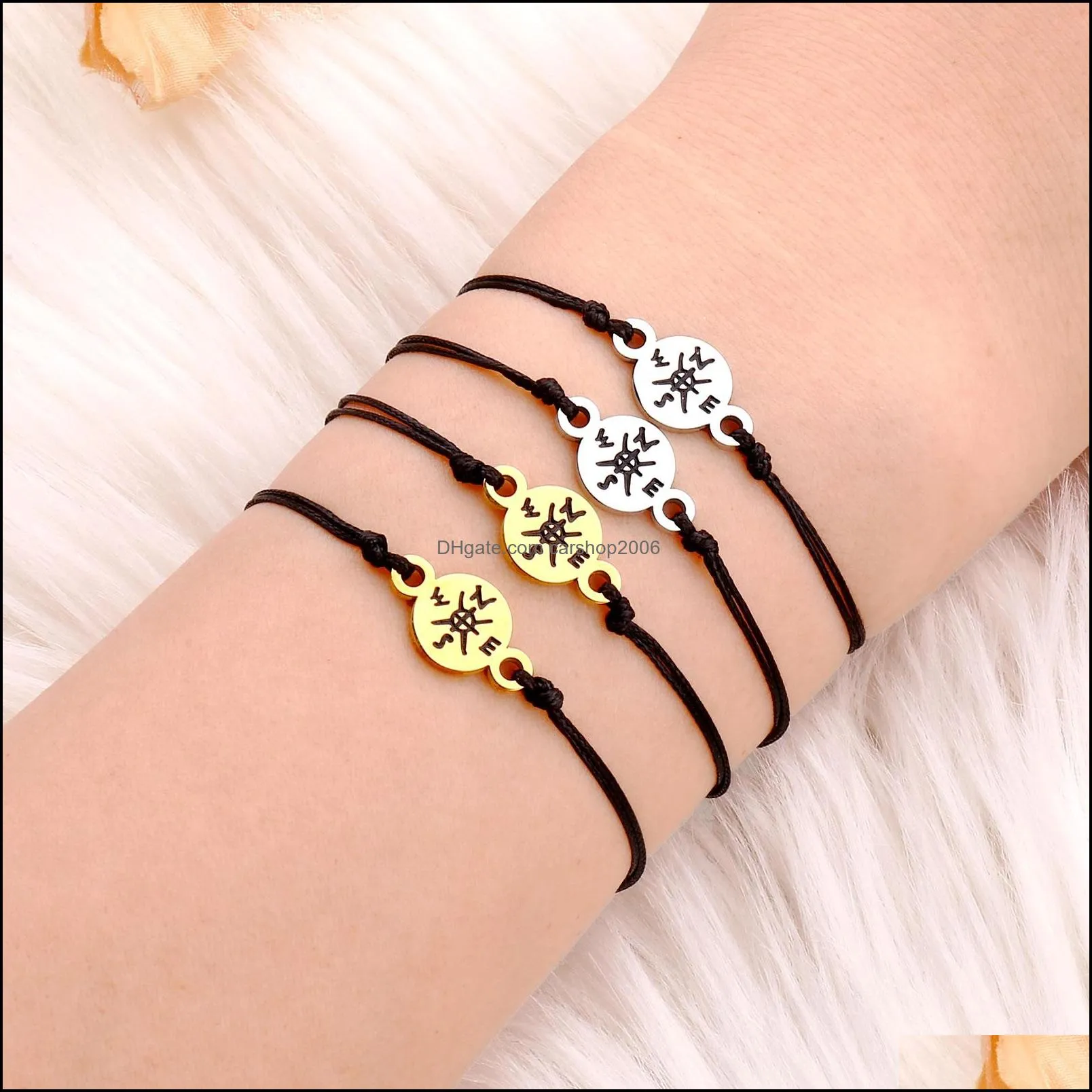 charm bracelet couple friendship compass pendant rope chain bracelet bangle for women men lucky jewelry