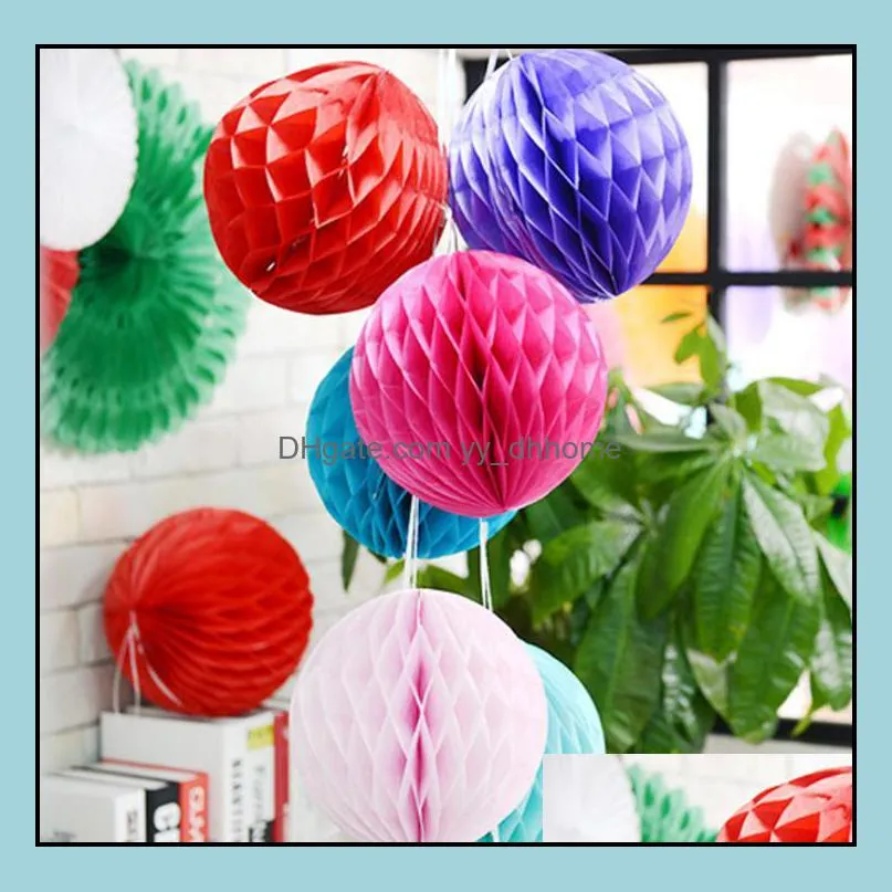 round paper honeycomb ball with tissue flower chinese lantern for wedding kid birthday party decorations supplies many sizes sn1779