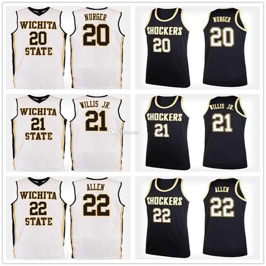 Nikivip ita State Shockers College #20 Rauno Nurger Basketball Jerseys #21 Darral Willis Jr. #22 Peyton Allen Mens Stitched Custom Any Name