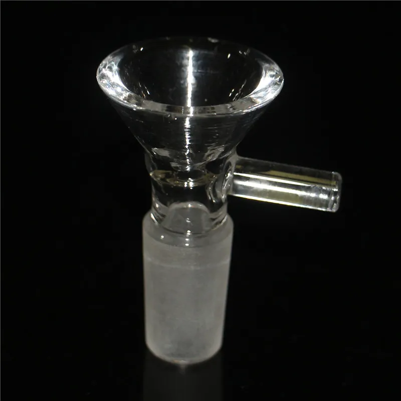 Tjock glasskål för vattenpipa 14mm 10mm manlig gemensam klar tratt skålar bong skål röker stycke verktyg för tobak bong olja dab rigg brinnande vattenrör