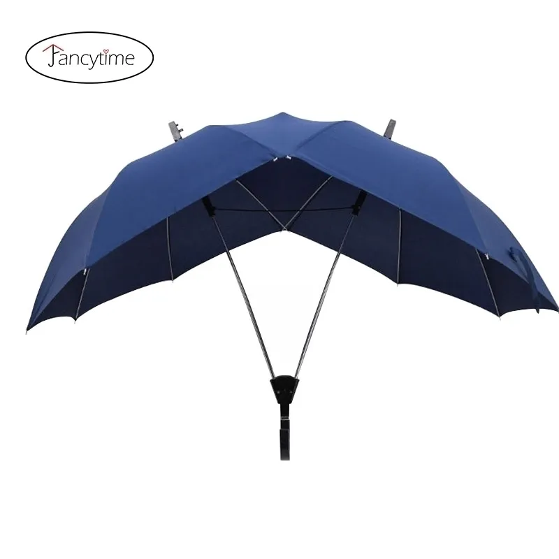 Fancytime Twopole Couple Rain Umbrella for Men&Women Semiautomatic highend Womens Double Top Conjoined Men Y200324