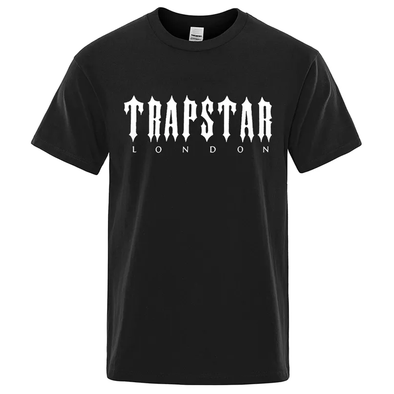 Trapstar London nadrukowane litery męskie koszulki oddychająca obszerna koszulka z krótkim rękawem luźna koszulka odzież miękka bawełniana moda uliczna 220702