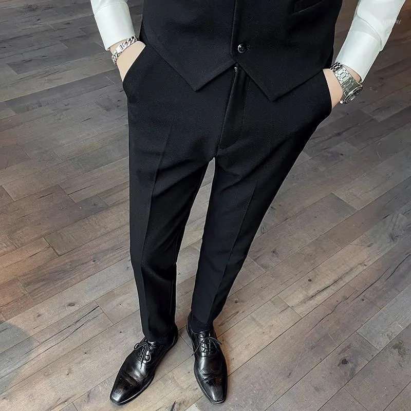 Men's Suits & Blazers 2022 Spring Summer Men Suit Pants Fashion Boutique Solid Color Social Trousers Pantalon Slim Dress Mens