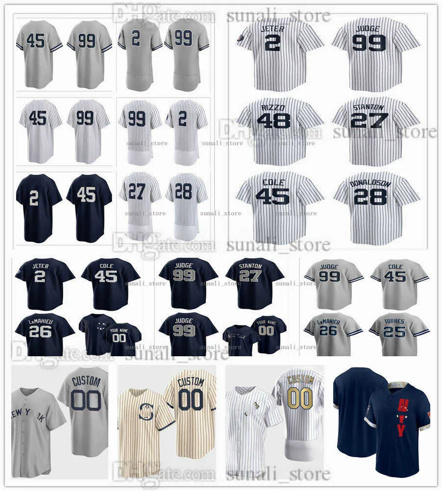 NCAA 2022 Baseball Derek Jeter 2 Trikot Gerrit Cole 45 Aaron Judge 99 Anthony Rizzo 48 Giancarlo Stanton 27 DJ LeMahieu 26 Joey Gallo 13 Gleyber