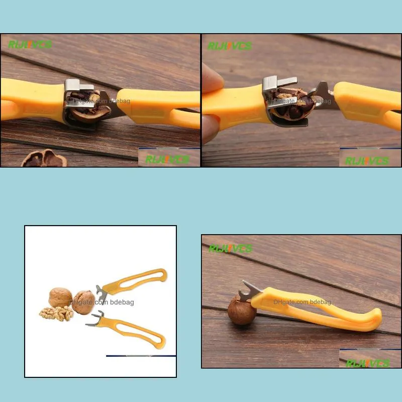 2 pcs/set Multi-function Pecan Nut Cracker Plastic+Stainless Steel Walnut Sheller Small Tools Home Kitchen Appliances